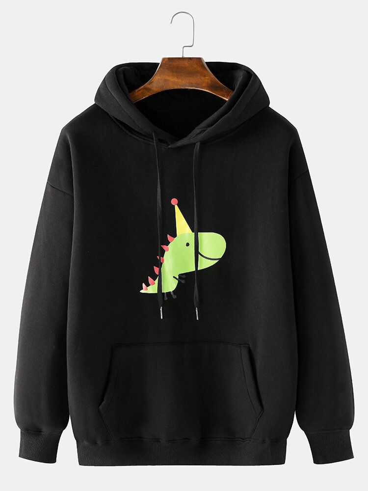 Sudaderas Con Capucha De Manga Larga Con Bolsillo De Canguro Con Estampado De Dinosaurio De Dibujos Animados Para Hombre