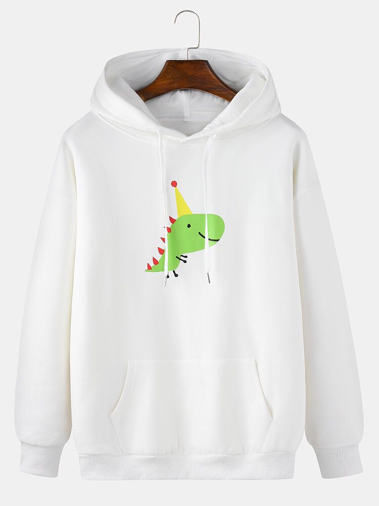 Sudaderas Con Capucha De Manga Larga Con Bolsillo De Canguro Con Estampado De Dinosaurio De Dibujos Animados Para Hombre