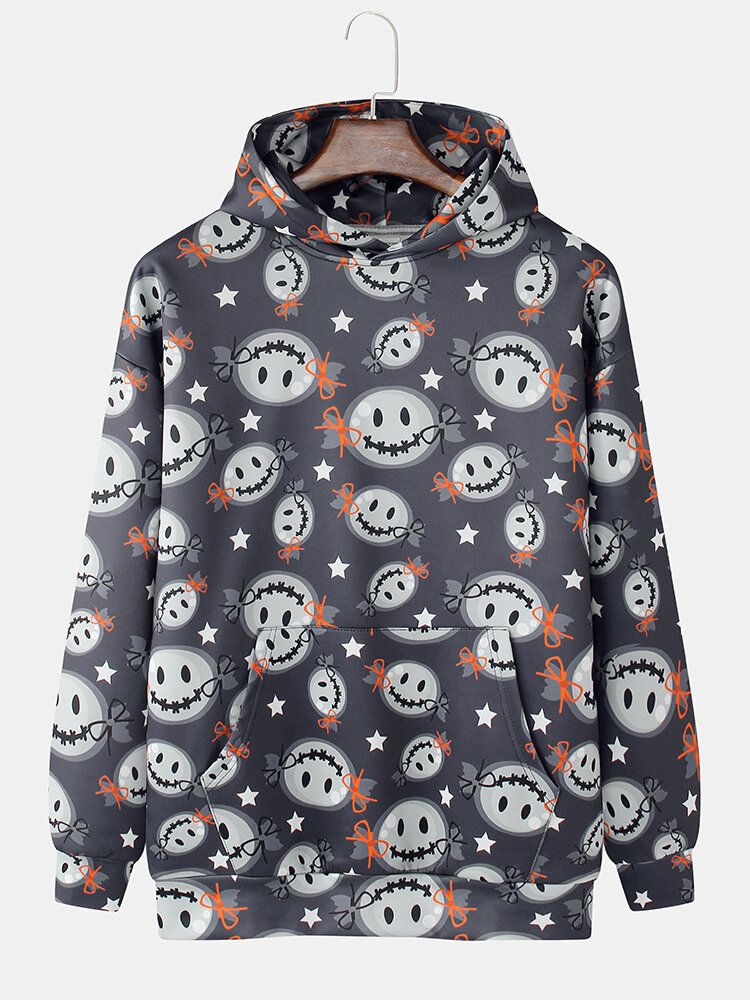 Sudaderas Con Capucha De Manga Larga Con Bolsillo De Canguro Con Estampado De Emojis Divertidos Para Hombre