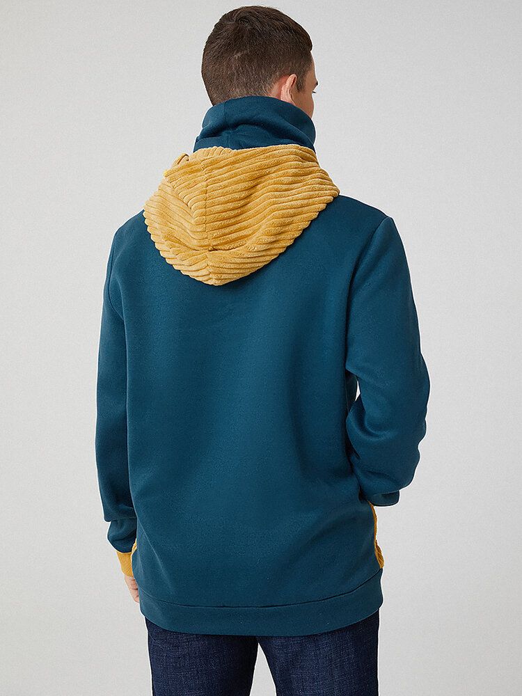 Sudaderas Con Capucha De Manga Larga Con Bolsillo Y Bolsillos De Pana Para Hombre Con Redecilla De Letras