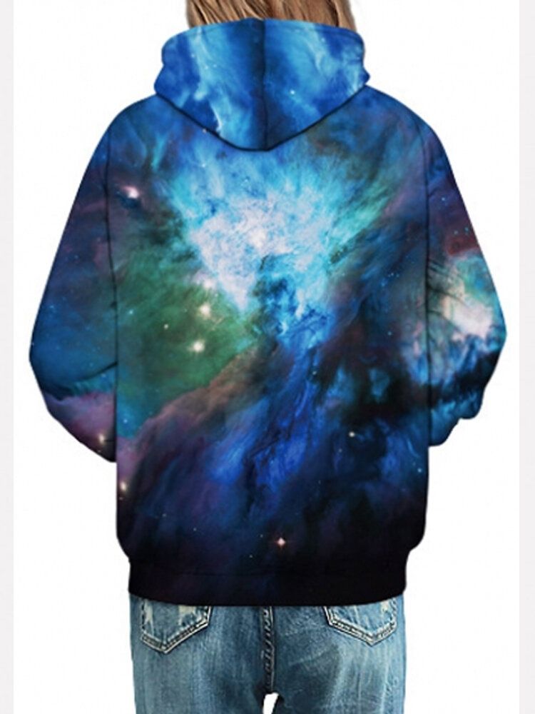 Sudaderas Con Capucha De Manga Larga Con Cordón Y Bolsillo Con Estampado De Galaxia Tie Dye Para Mujer