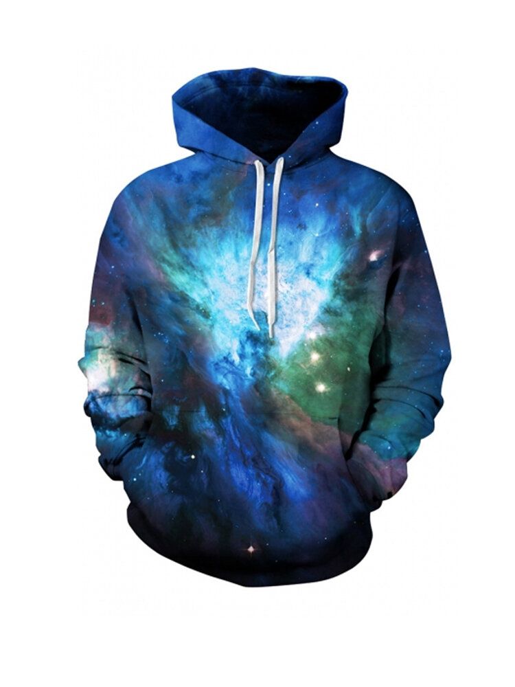 Sudaderas Con Capucha De Manga Larga Con Cordón Y Bolsillo Con Estampado De Galaxia Tie Dye Para Mujer