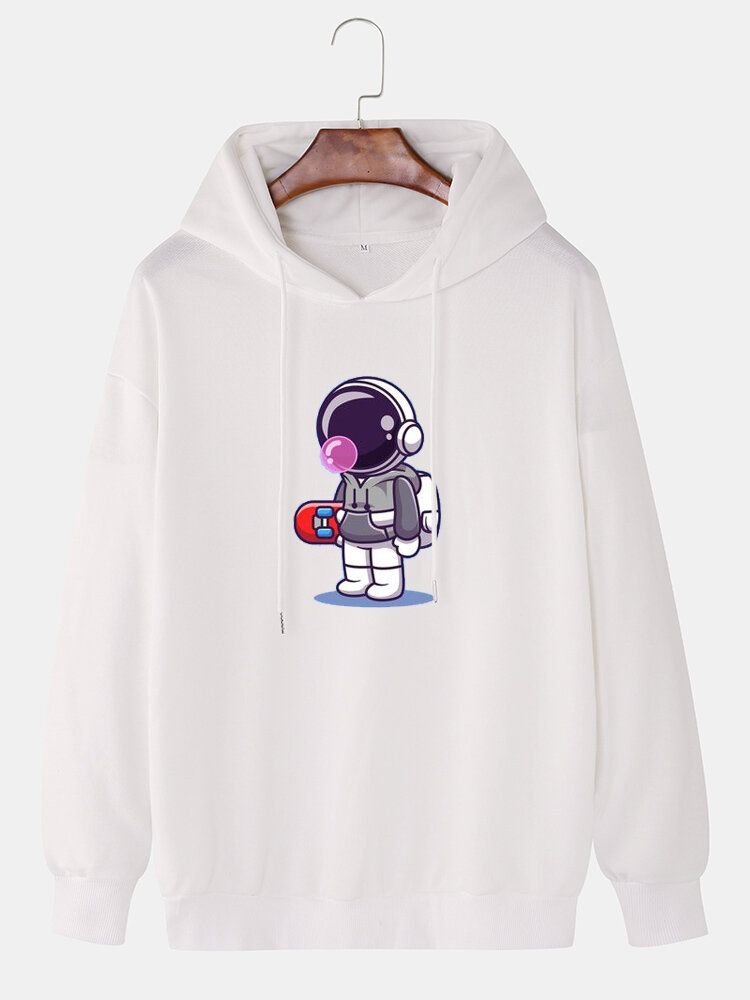 Sudaderas Con Capucha De Manga Larga Con Estampado De Astronauta De Dibujos Animados Para Hombre