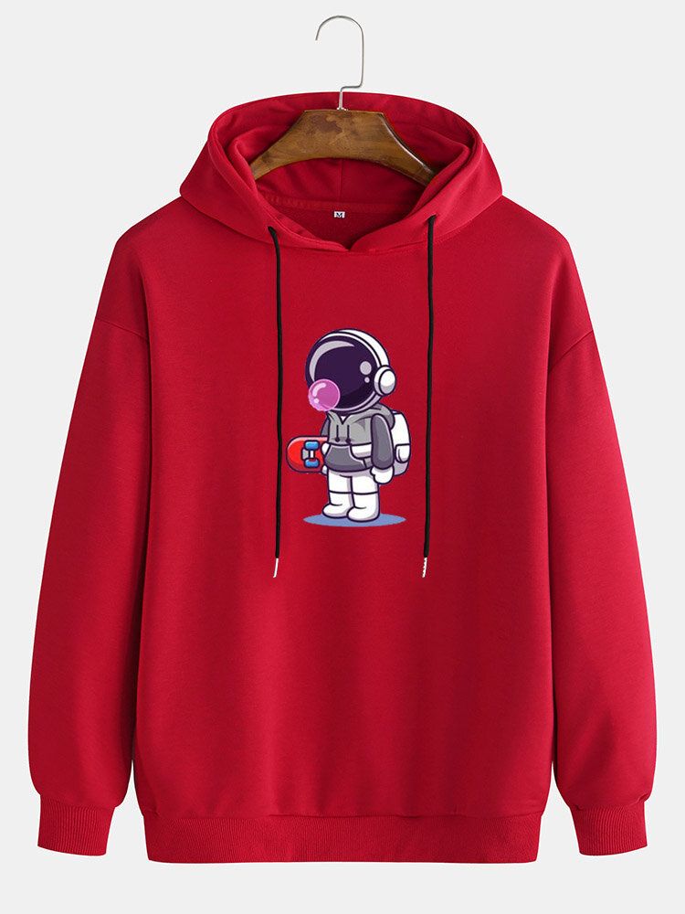 Sudaderas Con Capucha De Manga Larga Con Estampado De Astronauta De Dibujos Animados Para Hombre