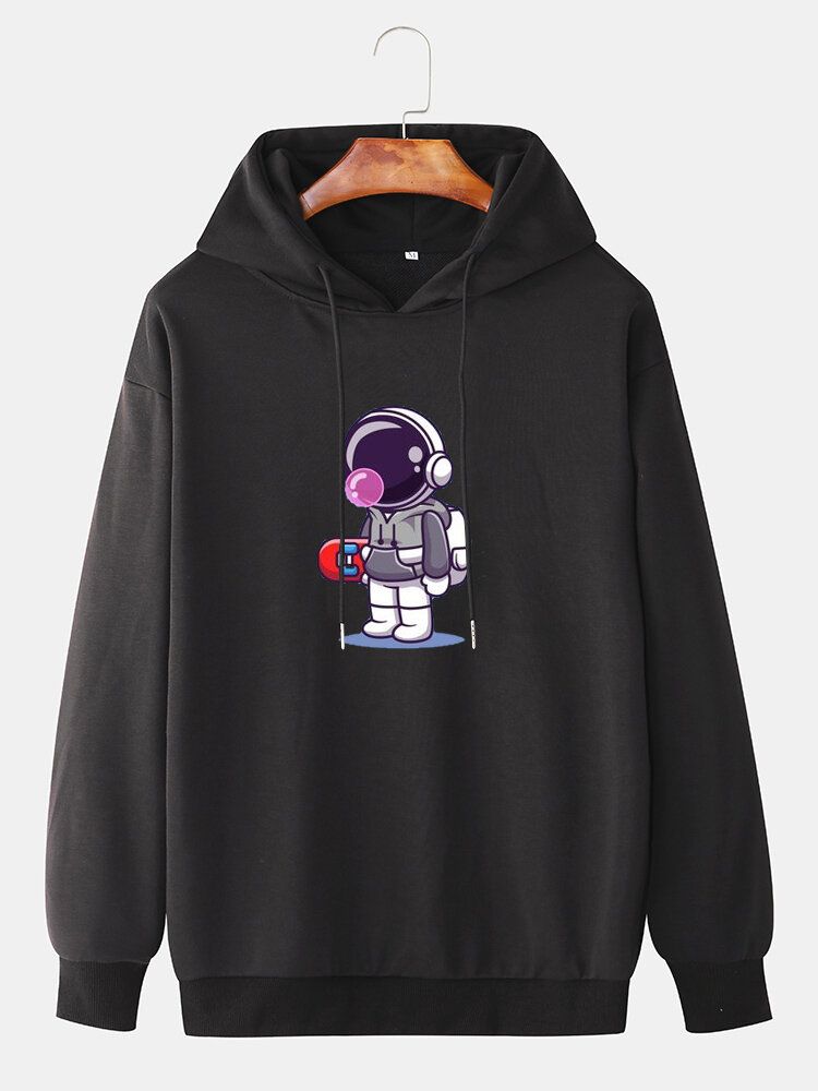 Sudaderas Con Capucha De Manga Larga Con Estampado De Astronauta De Dibujos Animados Para Hombre