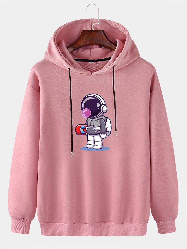 Sudaderas Con Capucha De Manga Larga Con Estampado De Astronauta De Dibujos Animados Para Hombre