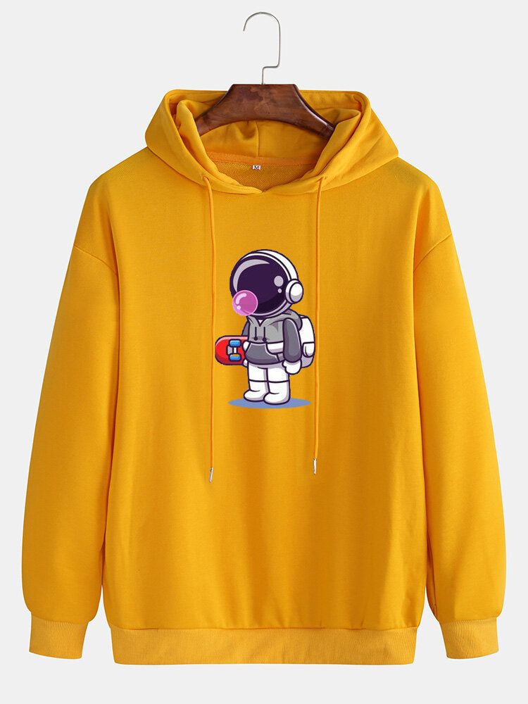 Sudaderas Con Capucha De Manga Larga Con Estampado De Astronauta De Dibujos Animados Para Hombre