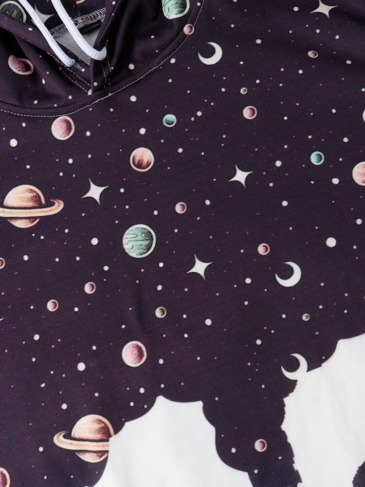 Sudaderas Con Capucha De Manga Larga Con Estampado De Astronauta Y Galaxia Para Hombre Con Bolsillo