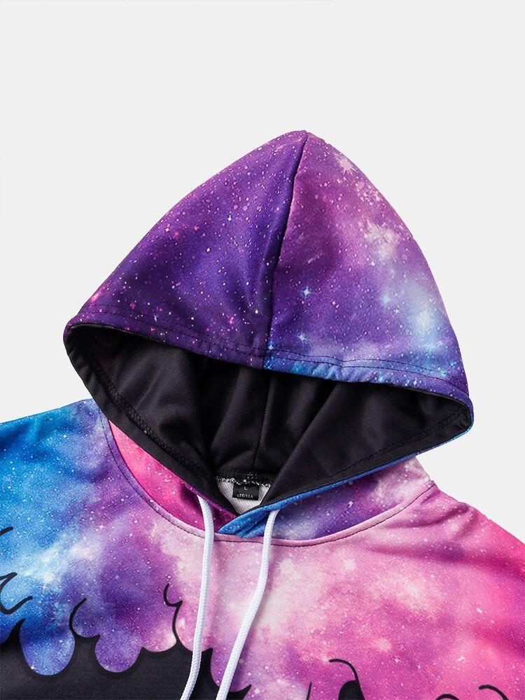 Sudaderas Con Capucha De Manga Larga Con Estampado De Esqueleto De Cielo Estrellado Para Hombre