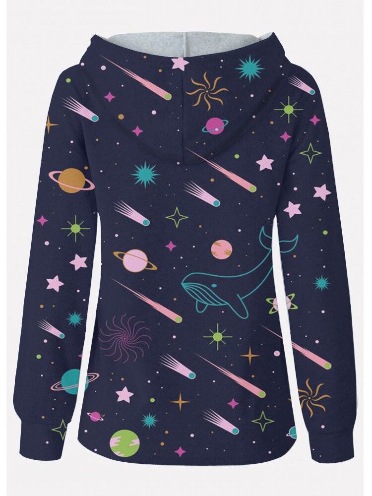 Sudaderas Con Capucha De Manga Larga Con Estampado De Galaxia De Dibujos Animados Para Mujer