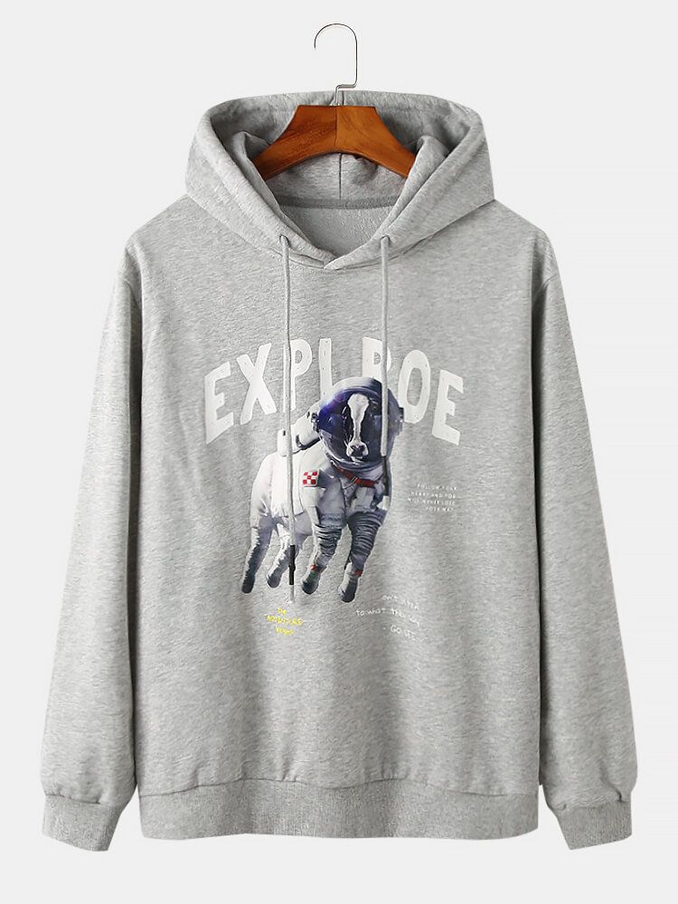 Sudaderas Con Capucha De Manga Larga Con Estampado De Perro Espacial Divertido Para Hombre Explore