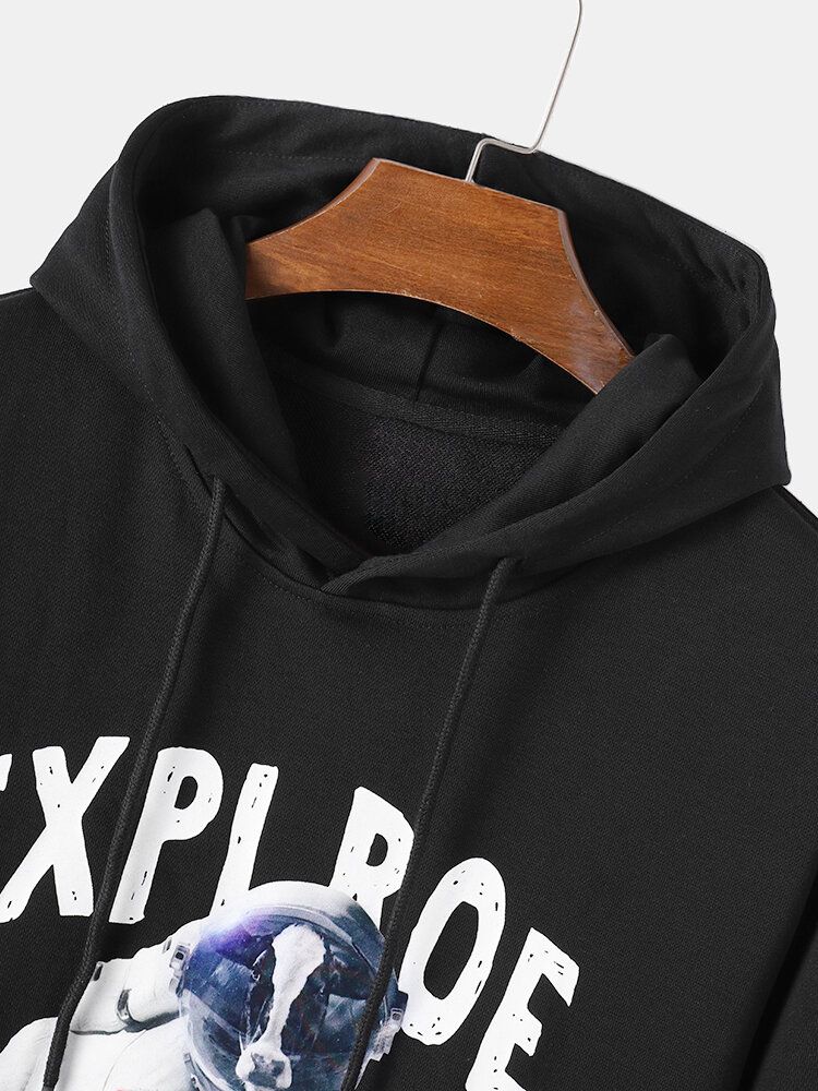 Sudaderas Con Capucha De Manga Larga Con Estampado De Perro Espacial Divertido Para Hombre Explore