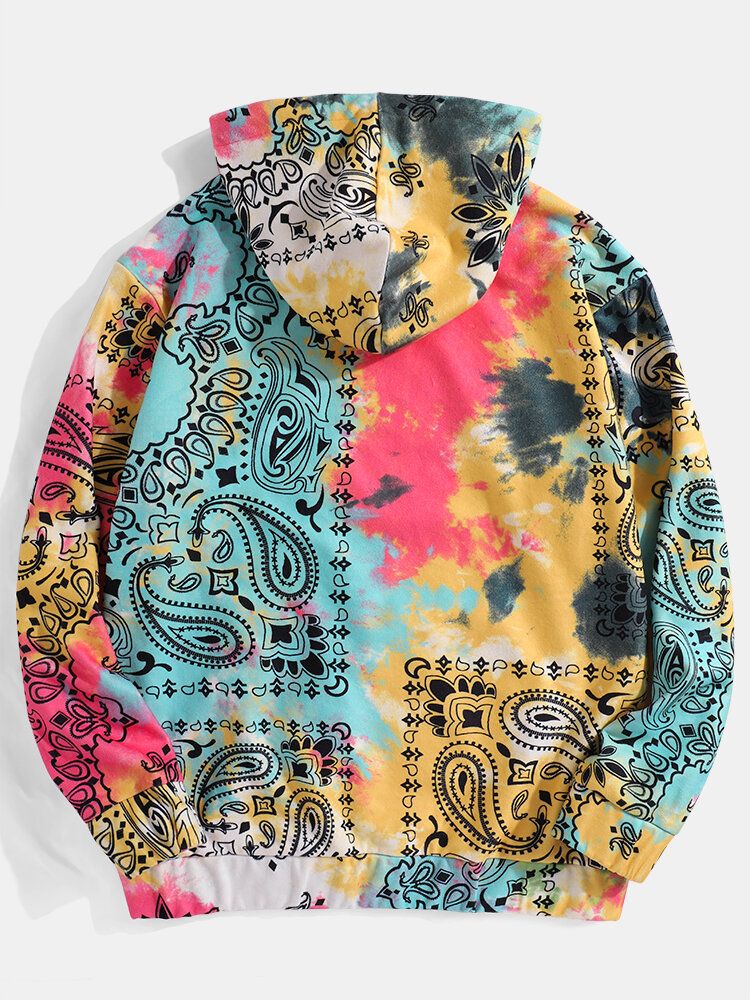 Sudaderas Con Capucha De Manga Larga De Estilo Étnico Con Estampado De Paisley Para Hombre