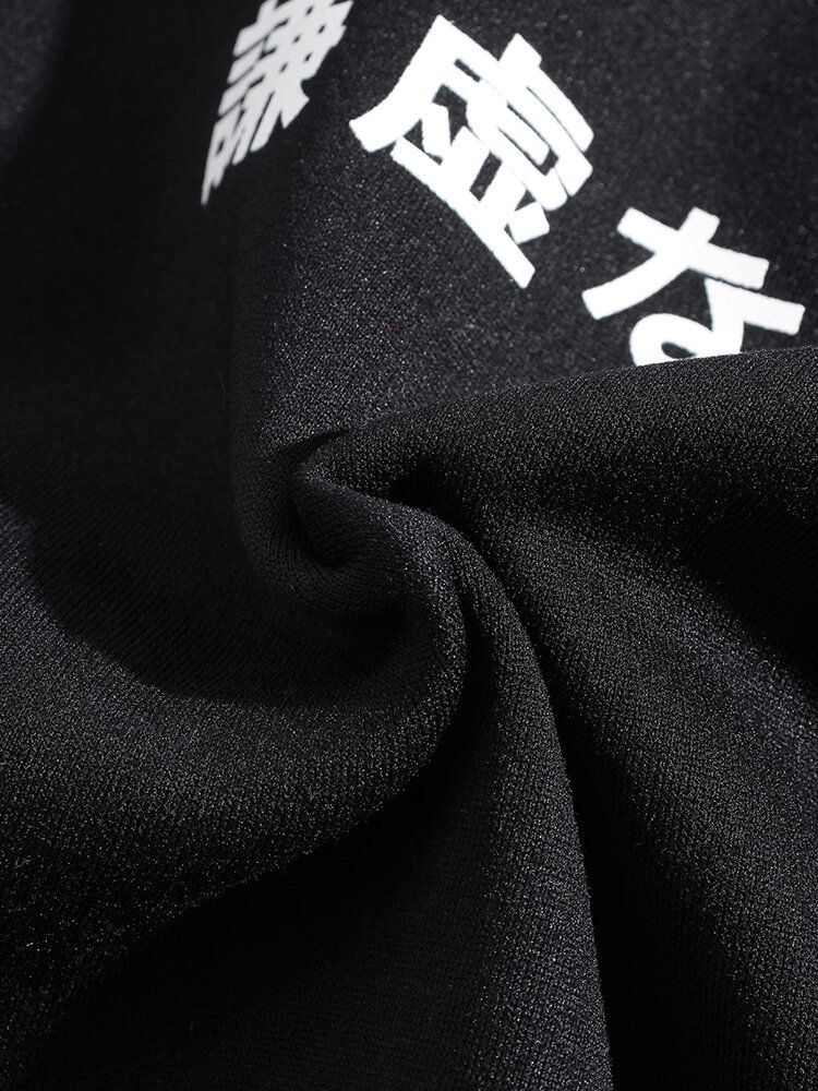 Sudaderas Con Capucha De Manga Larga Negras Con Estampado De Dragón Y Texto En La Espalda Para Hombre Ukiyoe Pocket