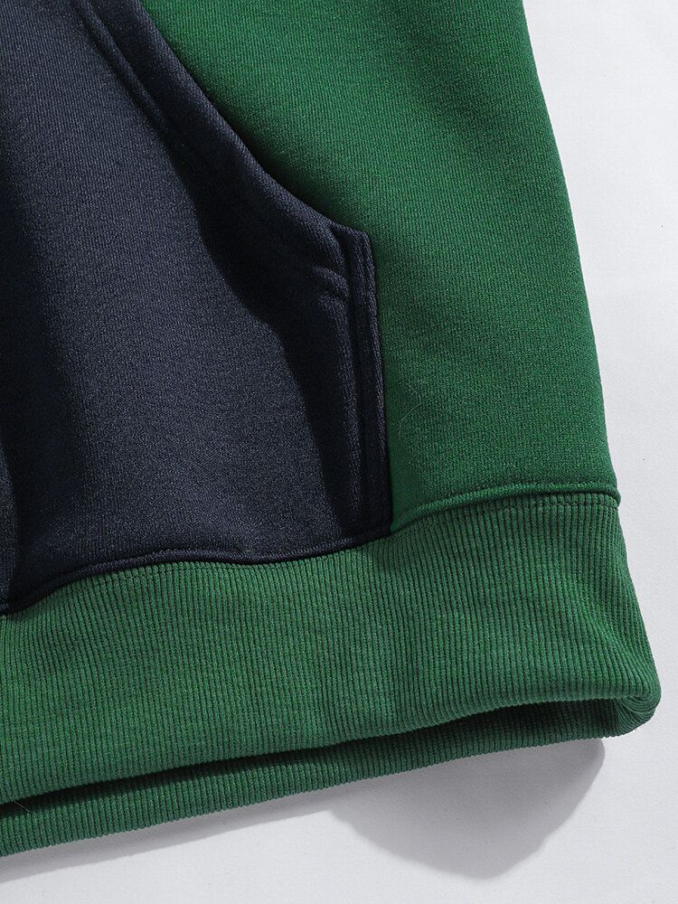 Sudaderas Con Capucha De Manga Larga De Patchwork De Colores Contrastantes Para Hombre