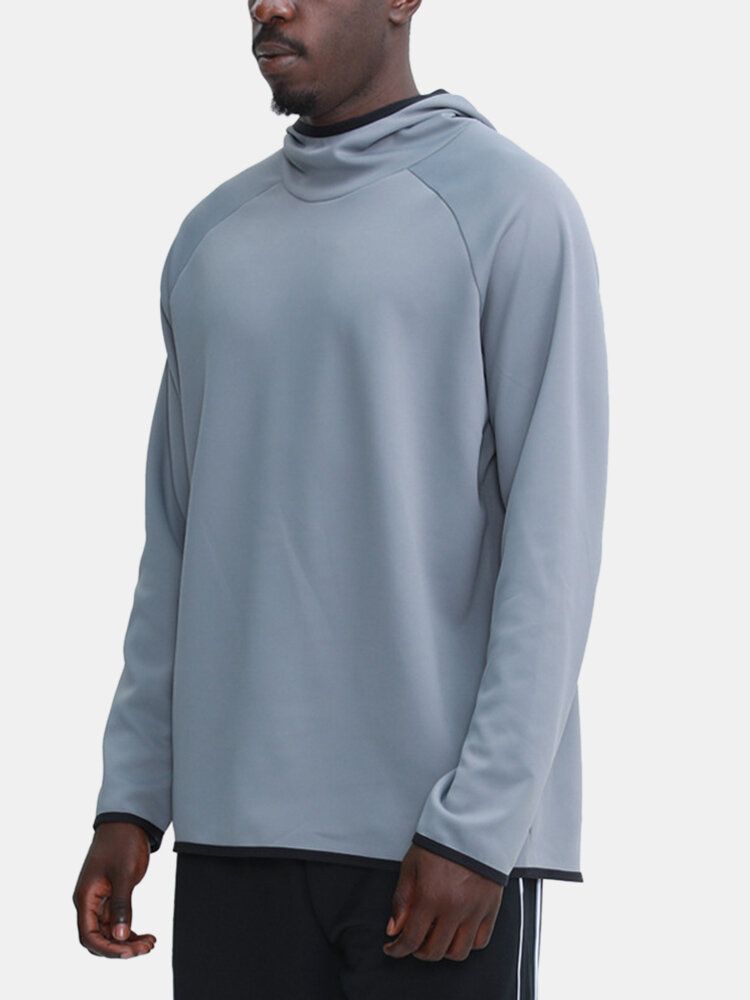 Sudaderas Con Capucha Para Hombre Color Sólido Manga Raglán Deportiva Deportiva