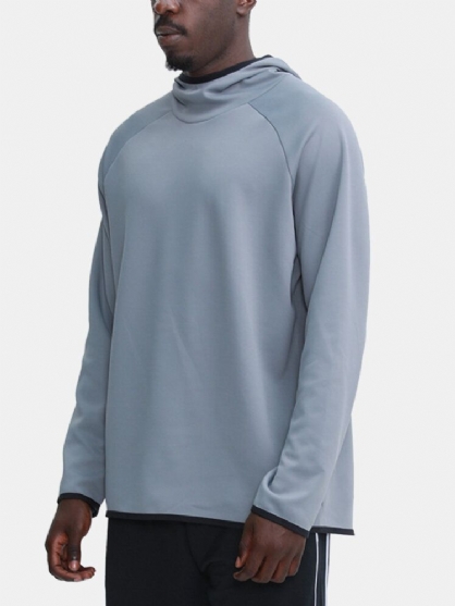 Sudaderas Con Capucha Para Hombre Color Sólido Manga Raglán Deportiva Deportiva