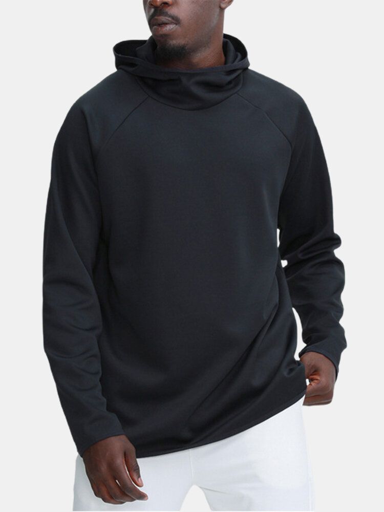 Sudaderas Con Capucha Para Hombre Color Sólido Manga Raglán Deportiva Deportiva