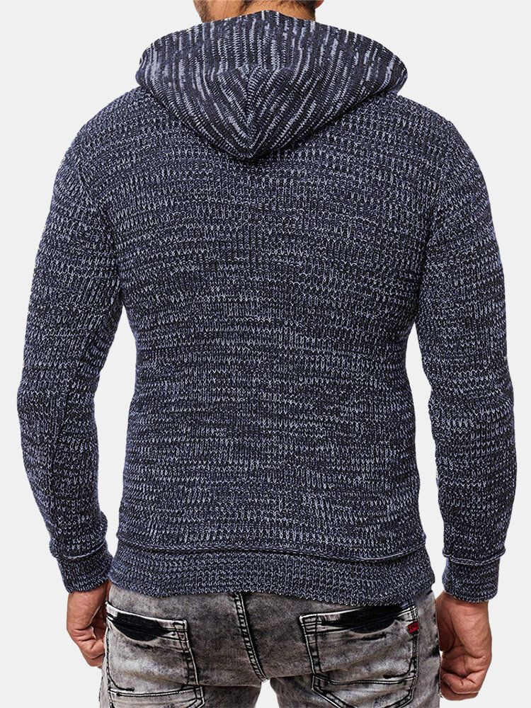 Sudaderas Con Capucha De Punto Con Media Cremallera Y Bolsillo Para Hombre