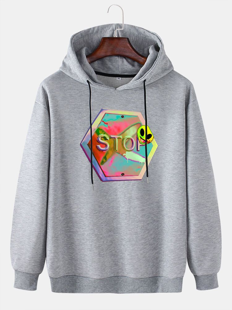 Sudaderas Con Capucha Reflectantes Para Hombre Con Diseño De Alien Stop Hexagon Con Cordón