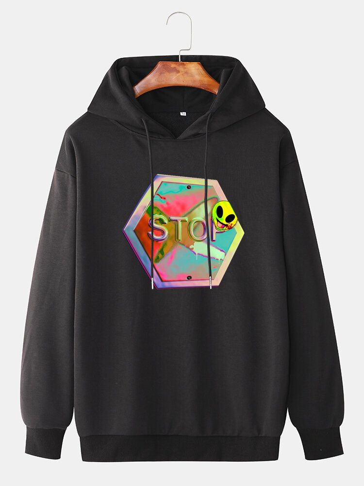 Sudaderas Con Capucha Reflectantes Para Hombre Con Diseño De Alien Stop Hexagon Con Cordón