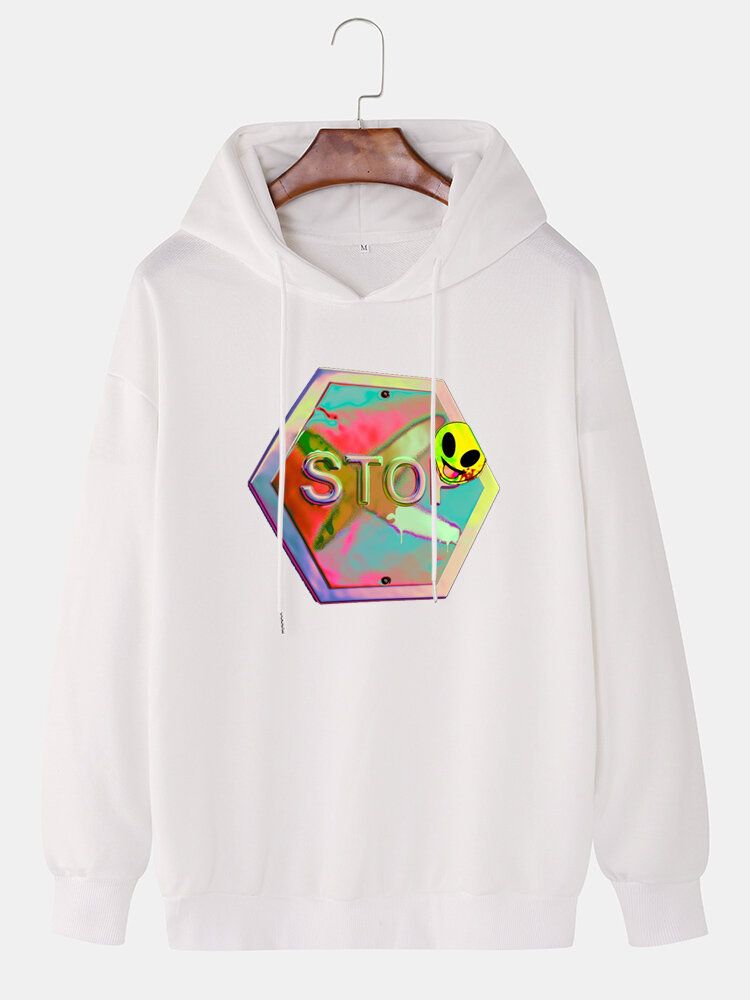 Sudaderas Con Capucha Reflectantes Para Hombre Con Diseño De Alien Stop Hexagon Con Cordón