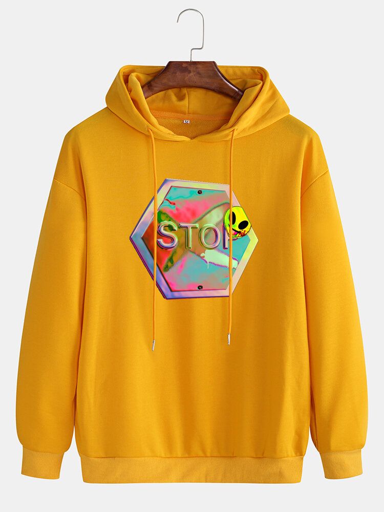 Sudaderas Con Capucha Reflectantes Para Hombre Con Diseño De Alien Stop Hexagon Con Cordón