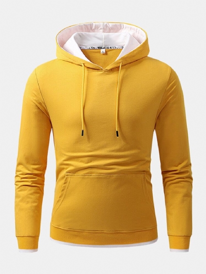 Sudaderas Con Capucha Simples De Manga Larga Con Bolsillo De Canguro De Color Sólido Para Hombre