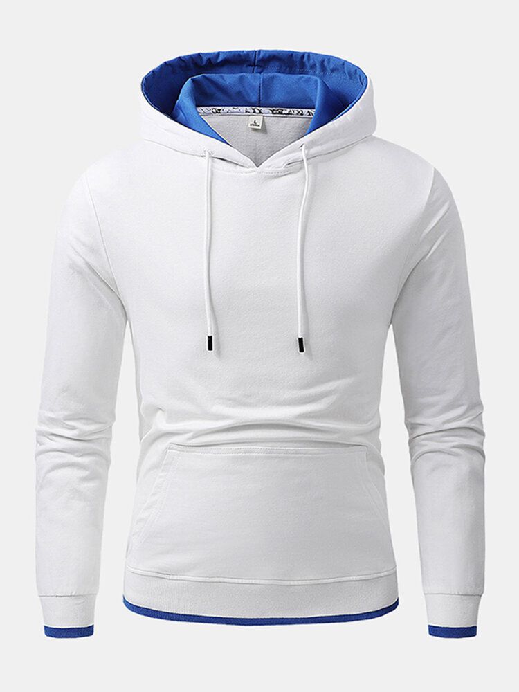 Sudaderas Con Capucha Simples De Manga Larga Con Bolsillo De Canguro De Color Sólido Para Hombre