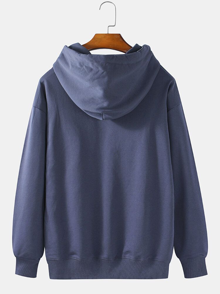 Sudaderas Con Capucha Simples De Manga Larga Con Hombros Caídos Y Estampado De Rosas 100% Algodón Para Hombre