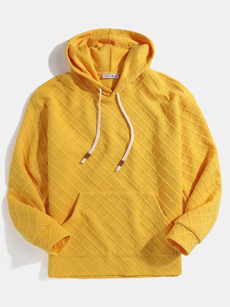 Sudaderas Con Capucha Sueltas Con Cordón De Bolsillo Con Textura De Gofres Para Hombre