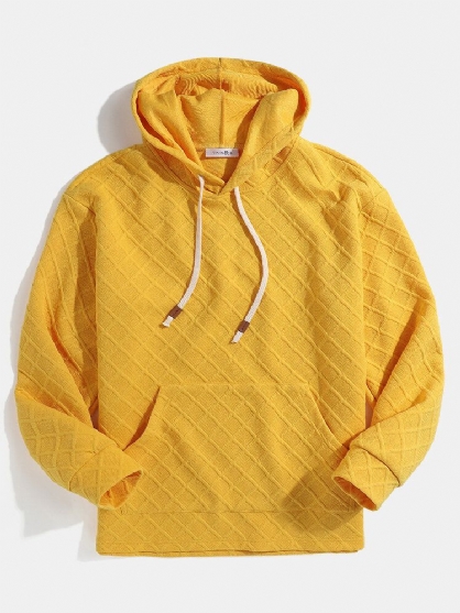 Sudaderas Con Capucha Sueltas Con Cordón De Bolsillo Con Textura De Gofres Para Hombre