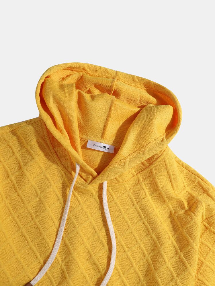 Sudaderas Con Capucha Sueltas Con Cordón De Bolsillo Con Textura De Gofres Para Hombre