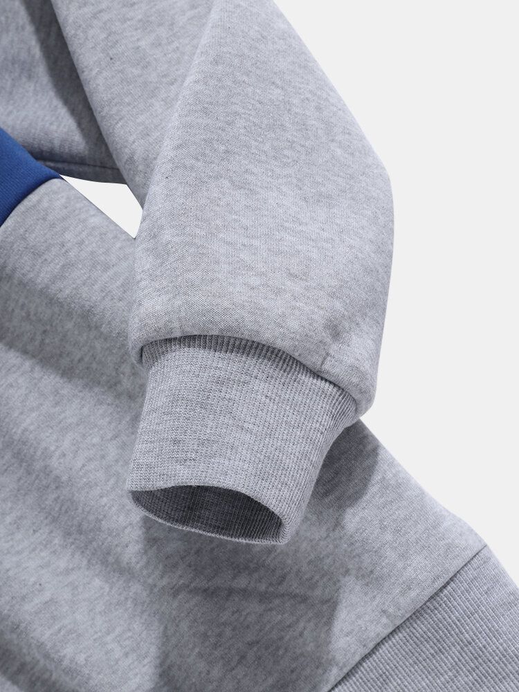 Sudaderas Con Capucha Sueltas Con Cordones Casuales Con Costuras En Bloque De Color En Contraste Para Hombre