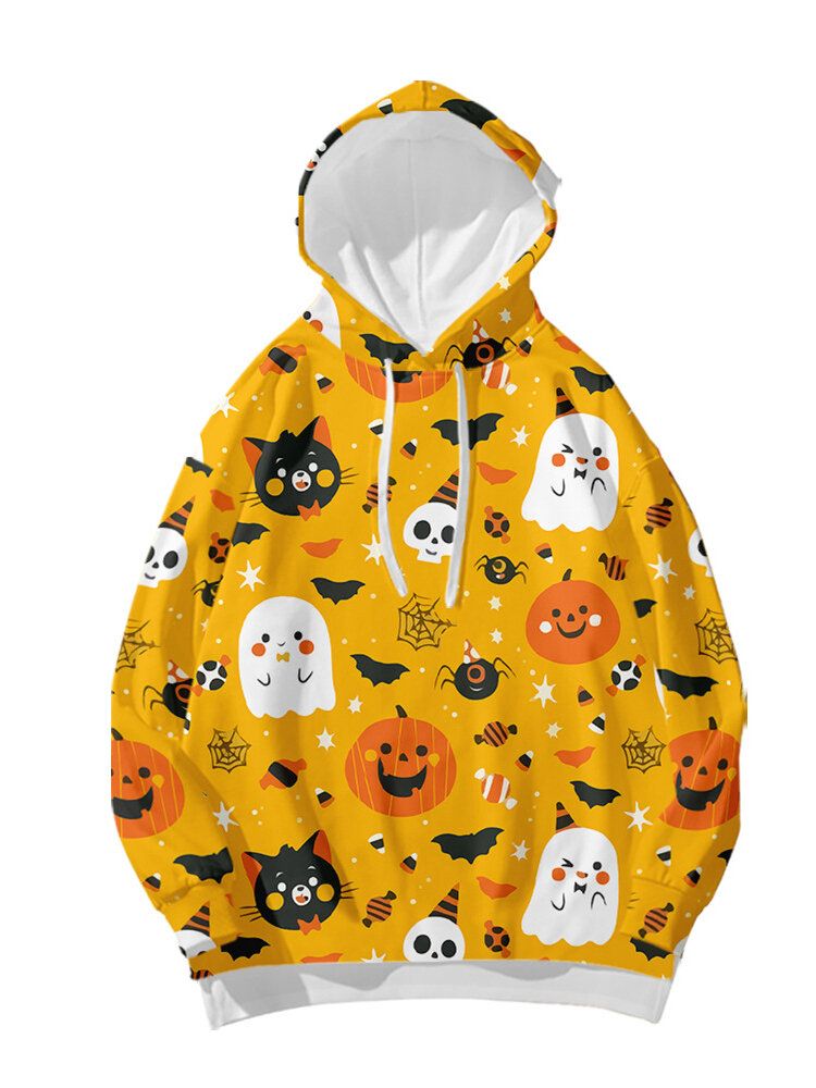 Sudaderas Con Capucha Sueltas Con Estampado De Calavera Animal Divertida De Halloween Para Mujer