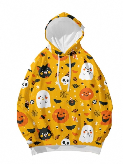 Sudaderas Con Capucha Sueltas Con Estampado De Calavera Animal Divertida De Halloween Para Mujer