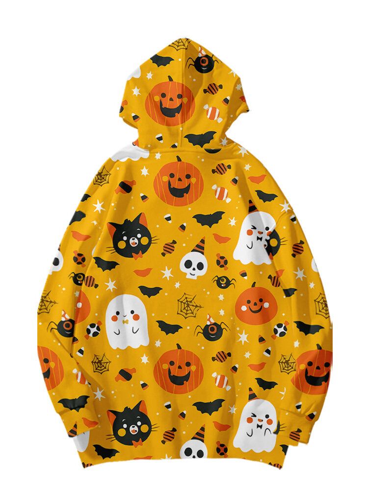 Sudaderas Con Capucha Sueltas Con Estampado De Calavera Animal Divertida De Halloween Para Mujer