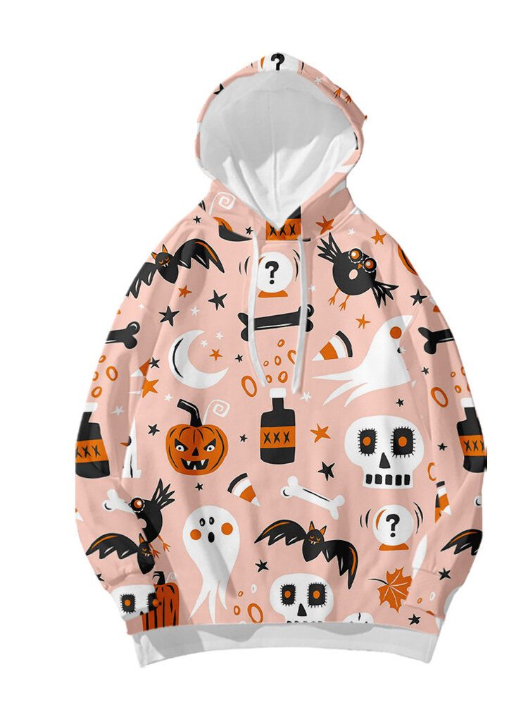 Sudaderas Con Capucha Sueltas Con Estampado De Calavera Animal Divertida De Halloween Para Mujer