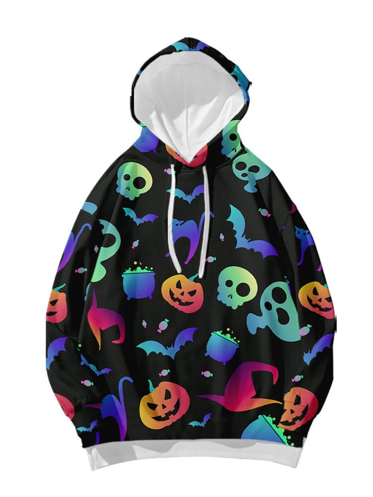 Sudaderas Con Capucha Sueltas Con Estampado De Calavera Animal Divertida De Halloween Para Mujer