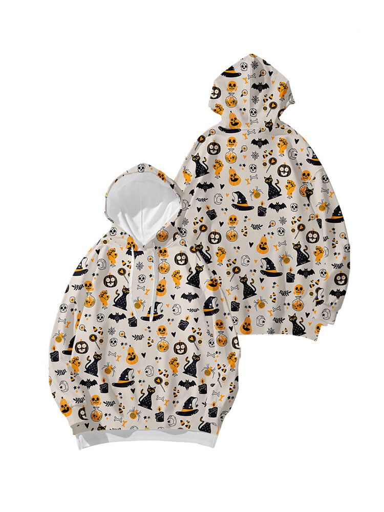 Sudaderas Con Capucha Sueltas Con Estampado De Calavera Animal Divertida De Halloween Para Mujer