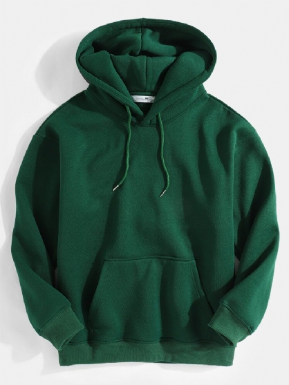 Sudaderas Con Capucha Verde De Manga Larga Con Cordón Y Bolsillo De Canguro Para Hombre