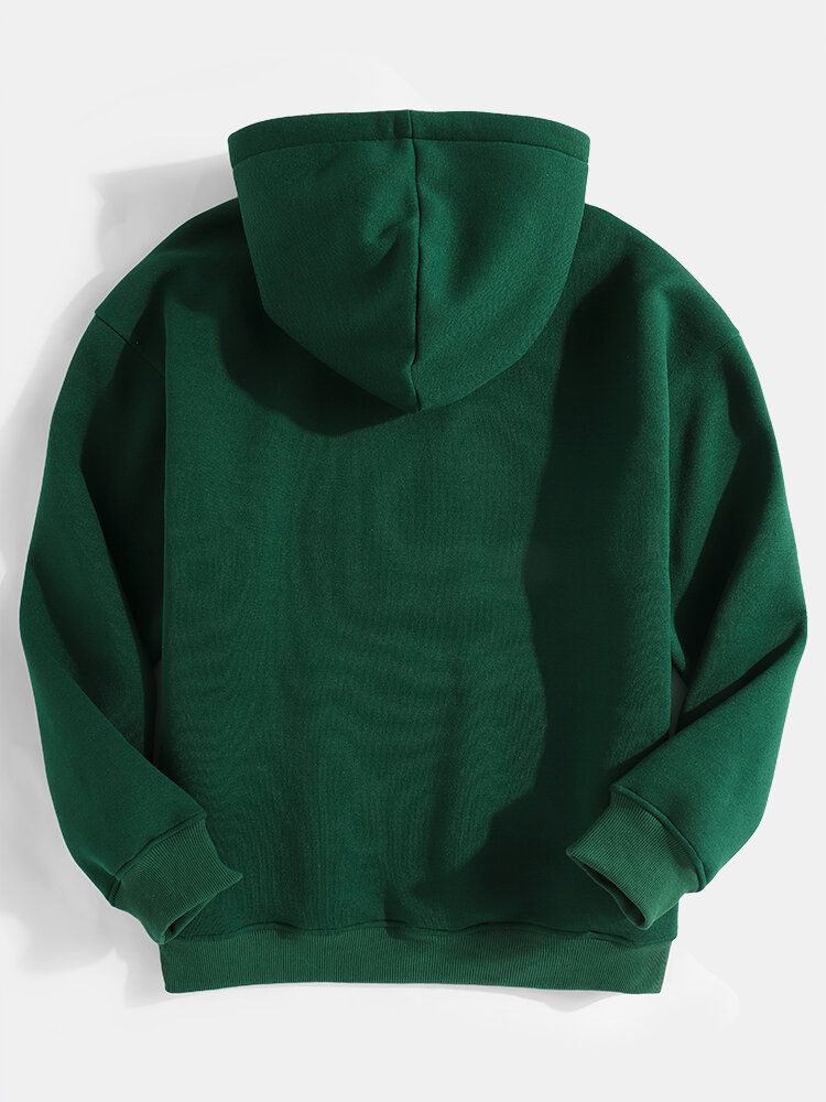 Sudaderas Con Capucha Verde De Manga Larga Con Cordón Y Bolsillo De Canguro Para Hombre