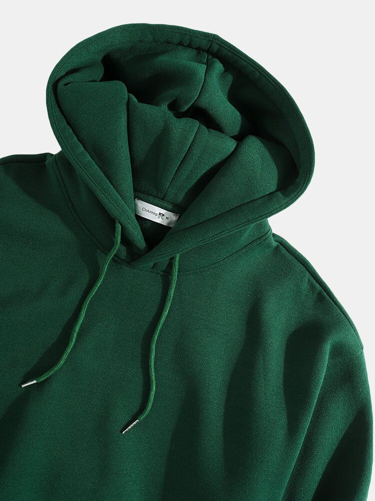 Sudaderas Con Capucha Verde De Manga Larga Con Cordón Y Bolsillo De Canguro Para Hombre