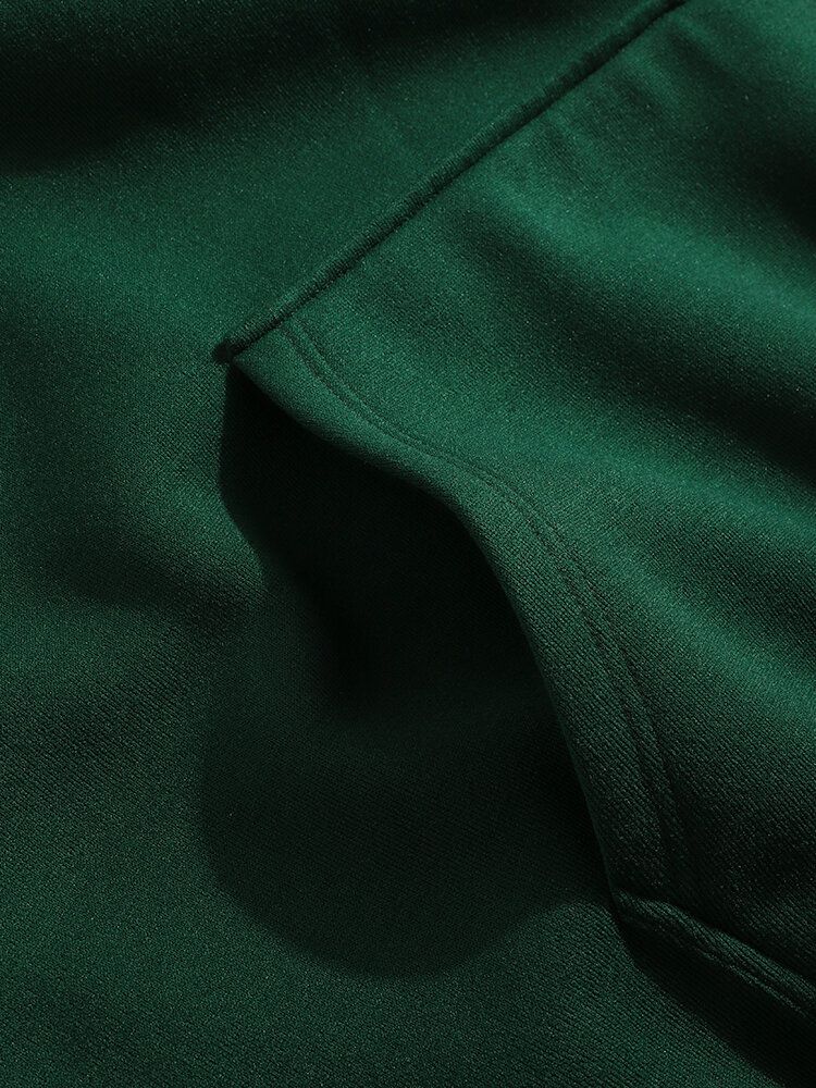 Sudaderas Con Capucha Verde De Manga Larga Con Cordón Y Bolsillo De Canguro Para Hombre