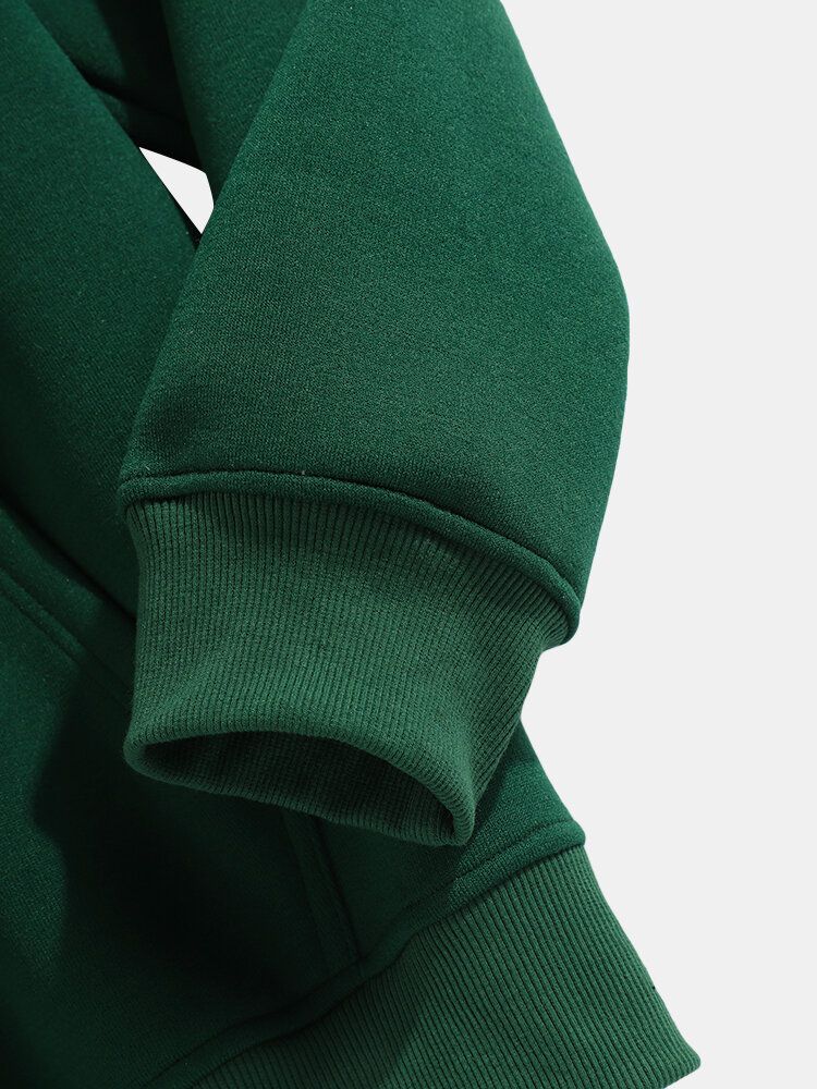 Sudaderas Con Capucha Verde De Manga Larga Con Cordón Y Bolsillo De Canguro Para Hombre