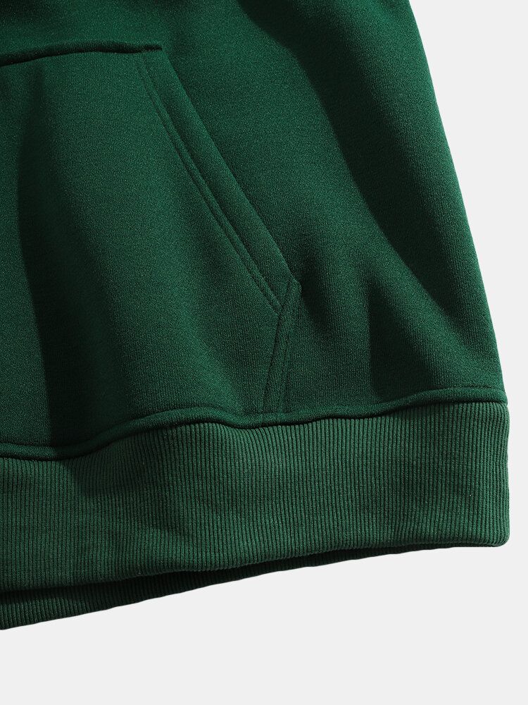 Sudaderas Con Capucha Verde De Manga Larga Con Cordón Y Bolsillo De Canguro Para Hombre