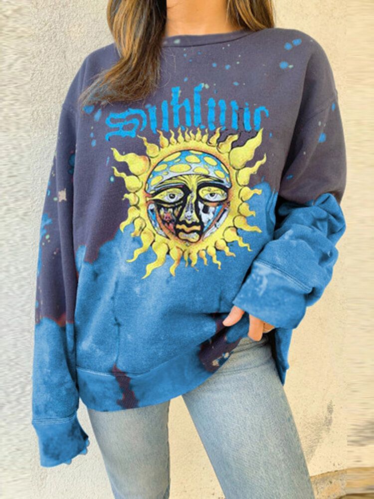 Sudaderas Con Diseño De Cuello Redondo Y Manga Larga Con Estampado De Graffiti Divertido Para Mujer