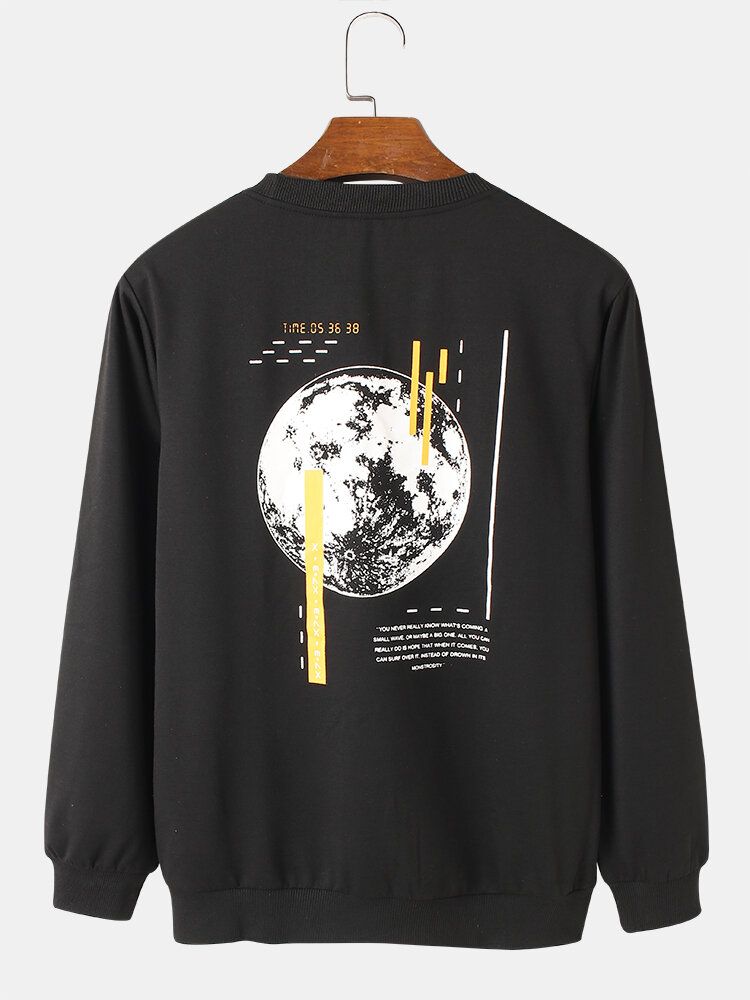 Sudaderas Con Estampado De Texto Back Earth 100% Algodón Para Hombre