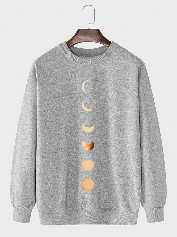 Sudaderas De Cuello Redondo Con Estampado De Eclipse Lunar Para Hombre 100% Algodón