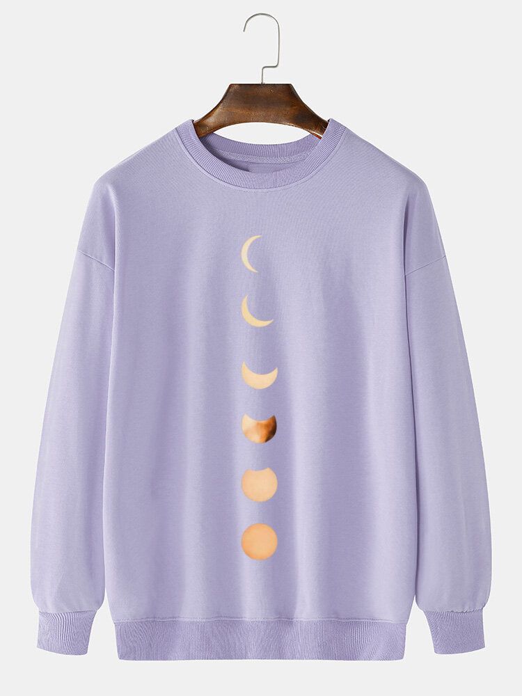 Sudaderas De Cuello Redondo Con Estampado De Eclipse Lunar Para Hombre 100% Algodón